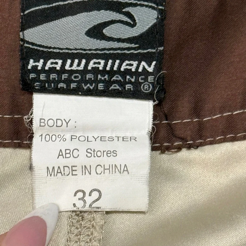 Hawaiian Performance Surf Wear Men's Tan Cargo Board Shorts Size‎ 32